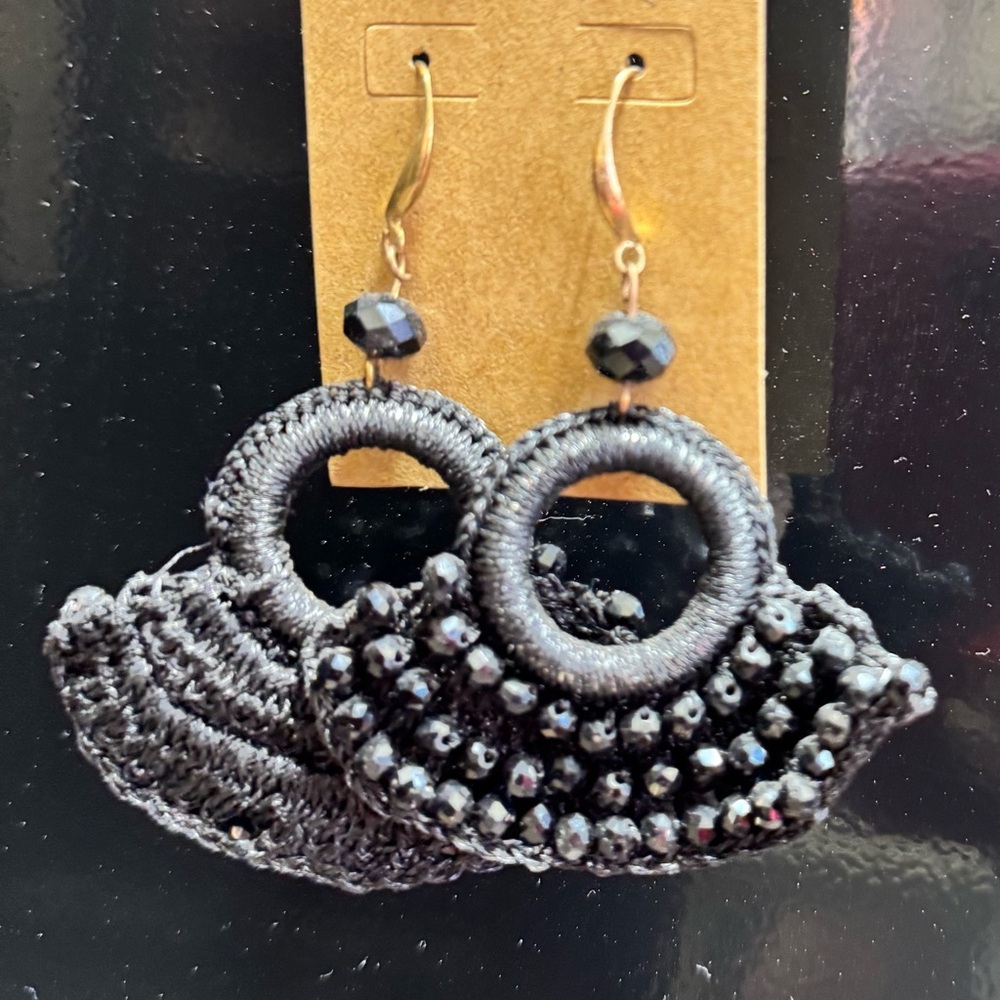 Elegant Black Beaded Earrings
